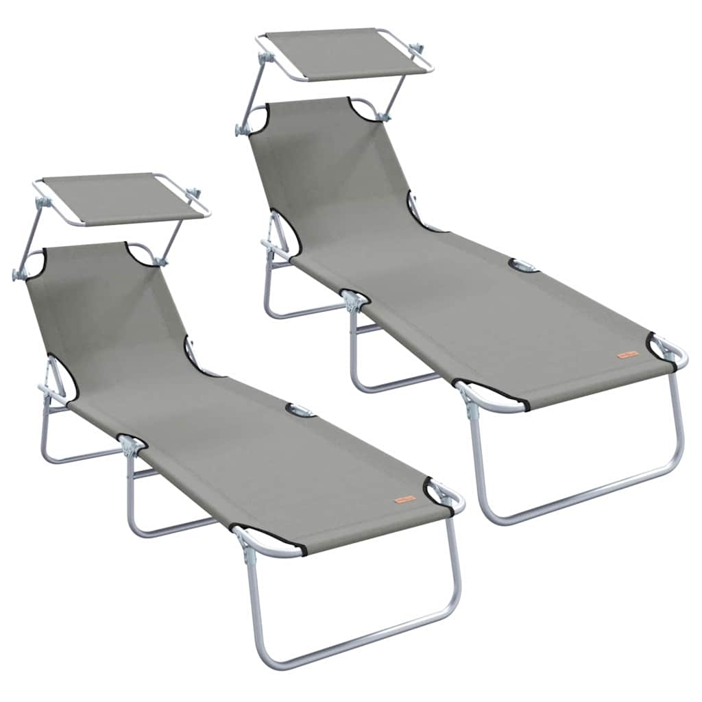 Sonnenliege 2 pcs Grau 58 x 188 x 77cm Polyester