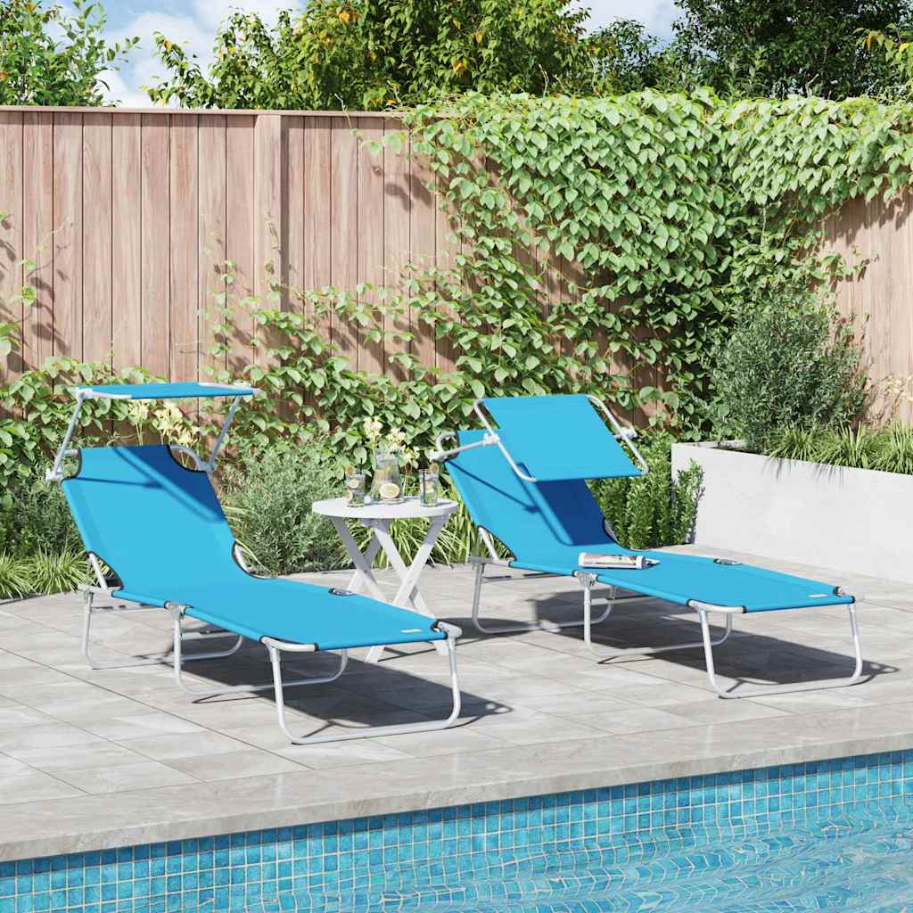 Sonnenliege 2 pcs Helles Blau 58 x 188 x 77cm Polyester