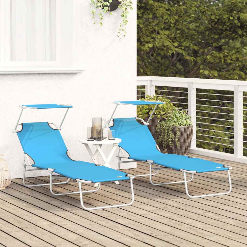 Sonnenliege 2 pcs Helles Blau 58 x 188 x 77cm Polyester