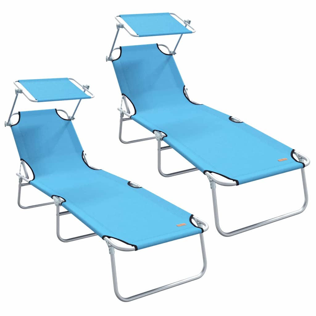 Sonnenliege 2 pcs Helles Blau 58 x 188 x 77cm Polyester