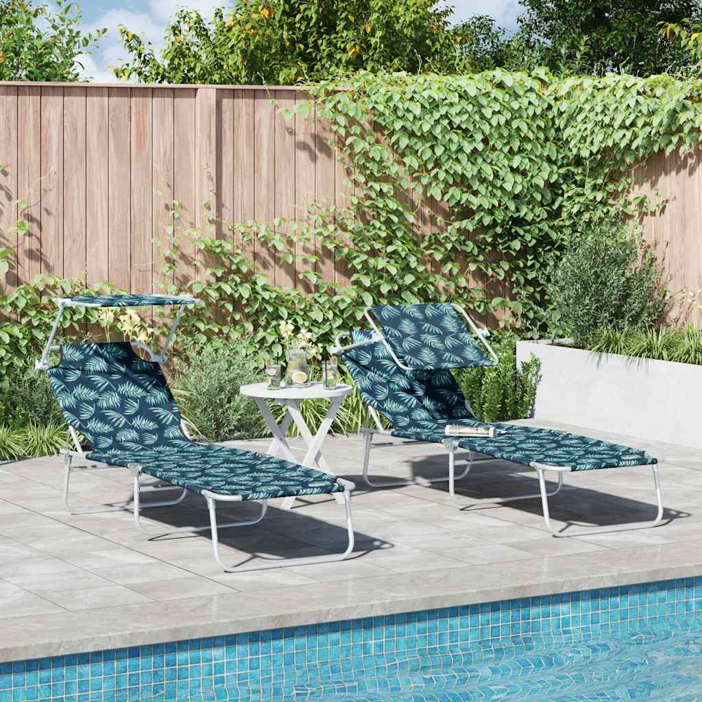Sonnenliege 2 pcs Grün 58 x 188 x 77cm Polyester