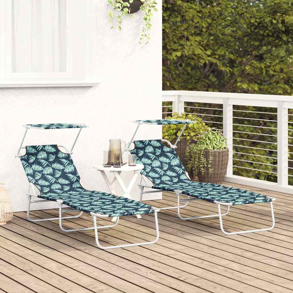 Sonnenliege 2 pcs Grün 58 x 188 x 77cm Polyester