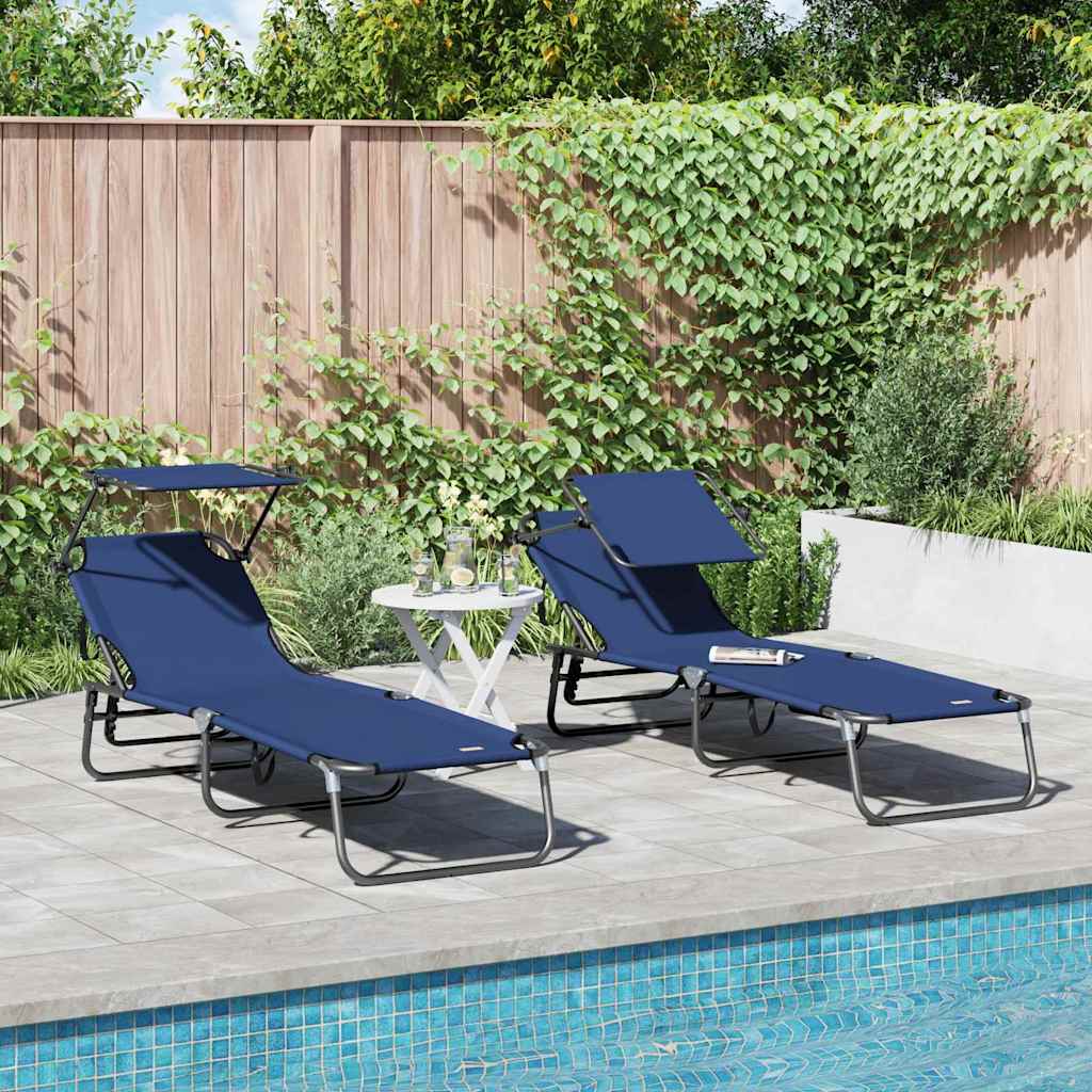 Klappbare Sonnenliege 2 pcs Blau 190 x 57 x 81 cm Oxford
