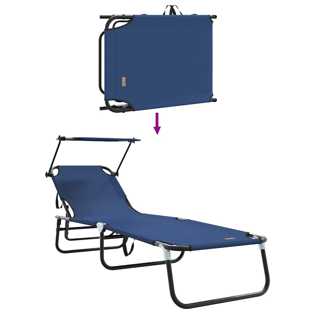 Klappbare Sonnenliege 2 pcs Blau 190 x 57 x 81 cm Oxford