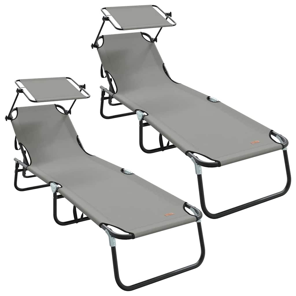 Klappbare Sonnenliege 2 pcs Grau 190 x 57 x 81 cm Oxford