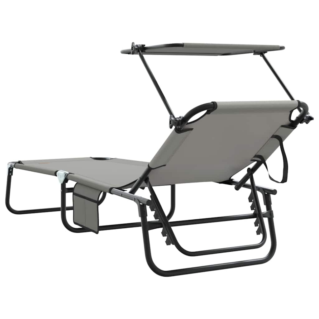 Klappbare Sonnenliege 2 pcs Grau 190 x 57 x 81 cm Oxford