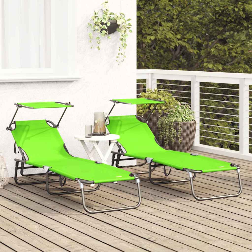 Klappbare Sonnenliege 2 pcs Grün 190 x 57 x 81 cm Oxford