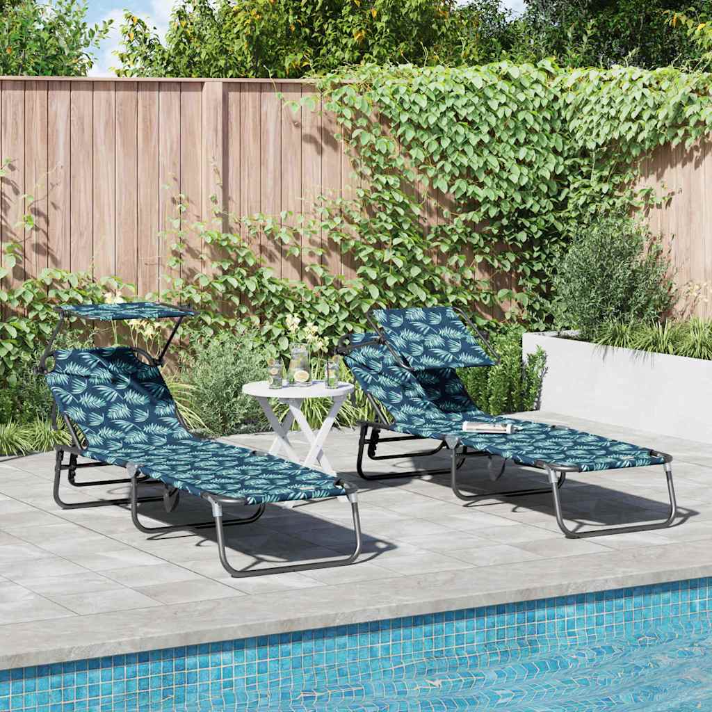 Klappbare Sonnenliege 2 pcs Mehrfarbig 190 x 57 x 81 cm Oxford