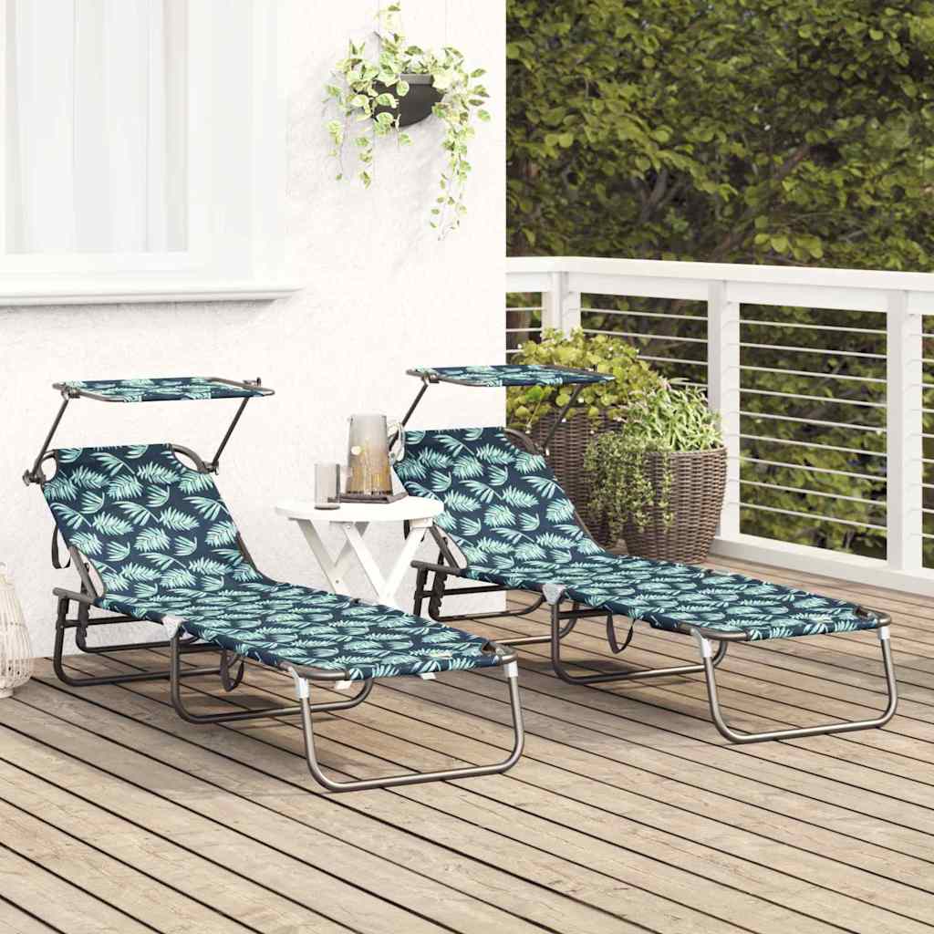 Klappbare Sonnenliege 2 pcs Mehrfarbig 190 x 57 x 81 cm Oxford
