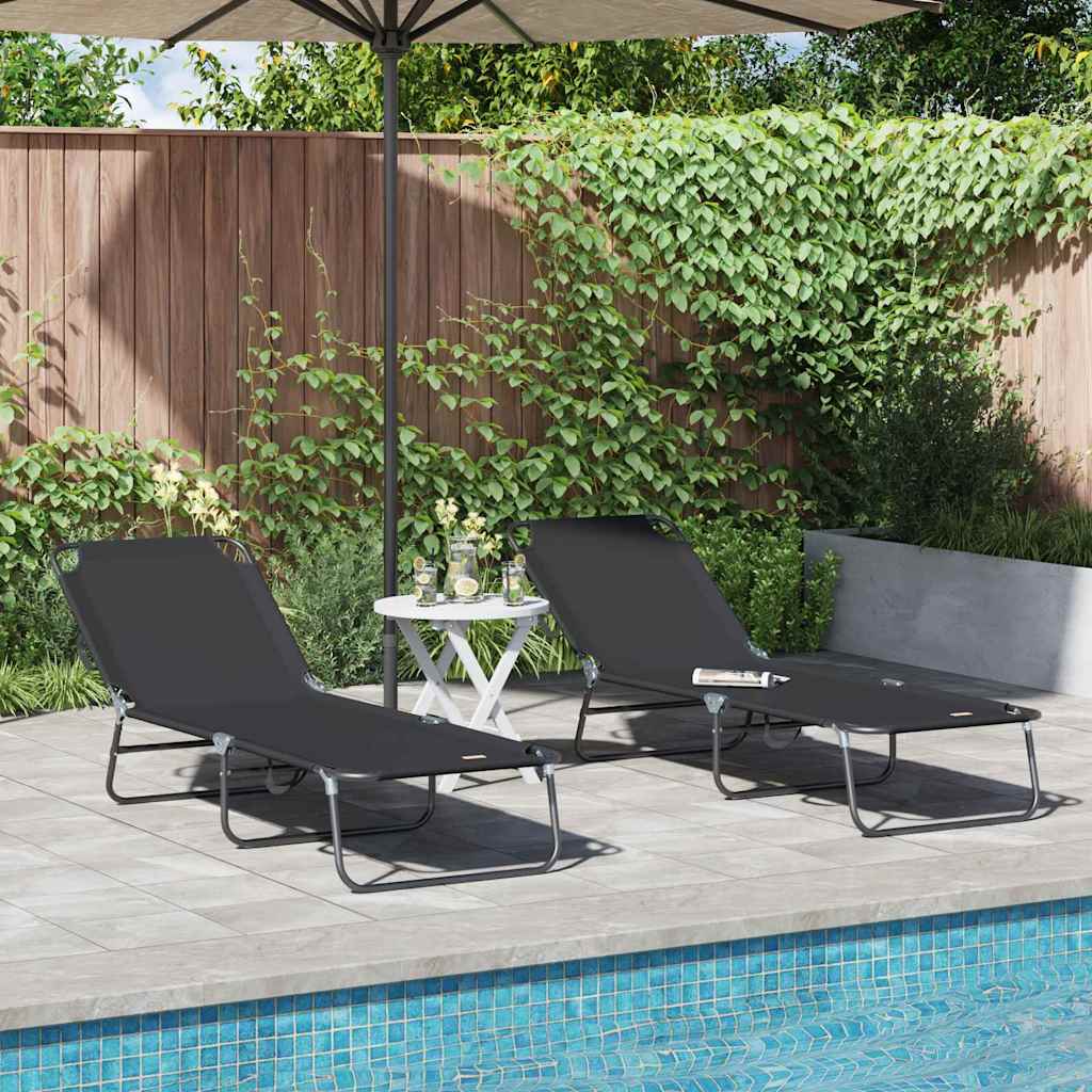 Klappbare Sonnenliege 2 pcs Schwarz 188 x 57 x 86,5 cm