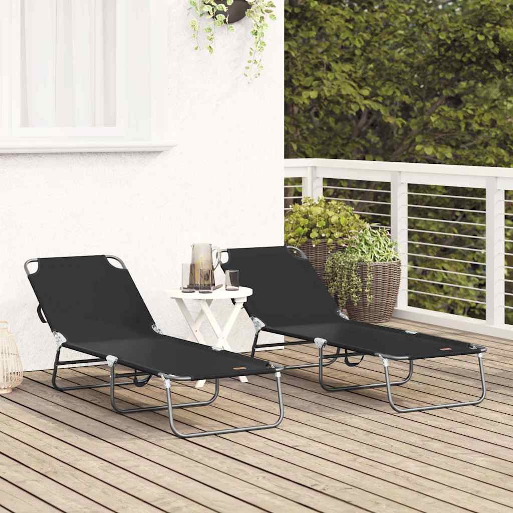 Klappbare Sonnenliege 2 pcs Schwarz 188 x 57 x 86,5 cm