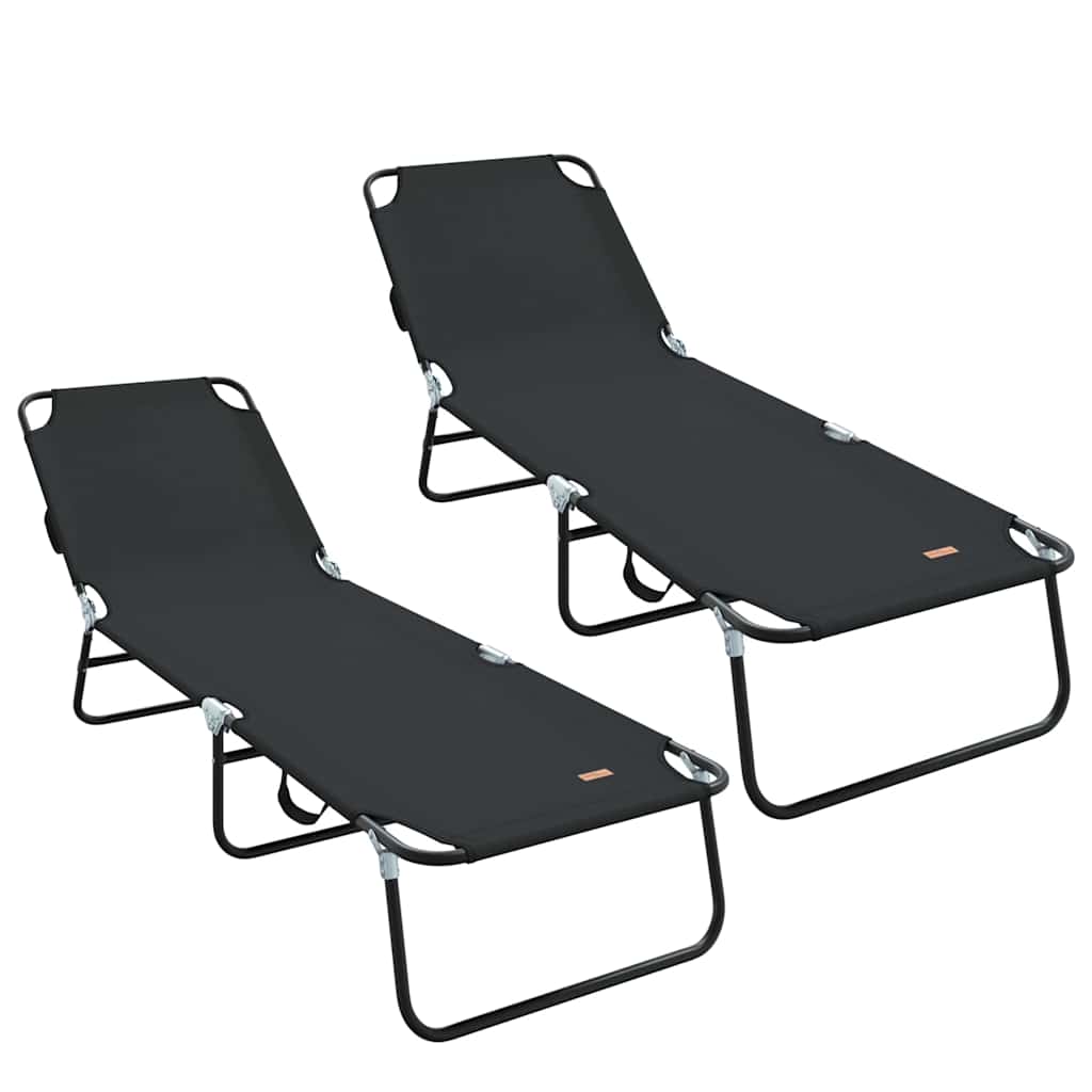 Klappbare Sonnenliege 2 pcs Schwarz 188 x 57 x 86,5 cm