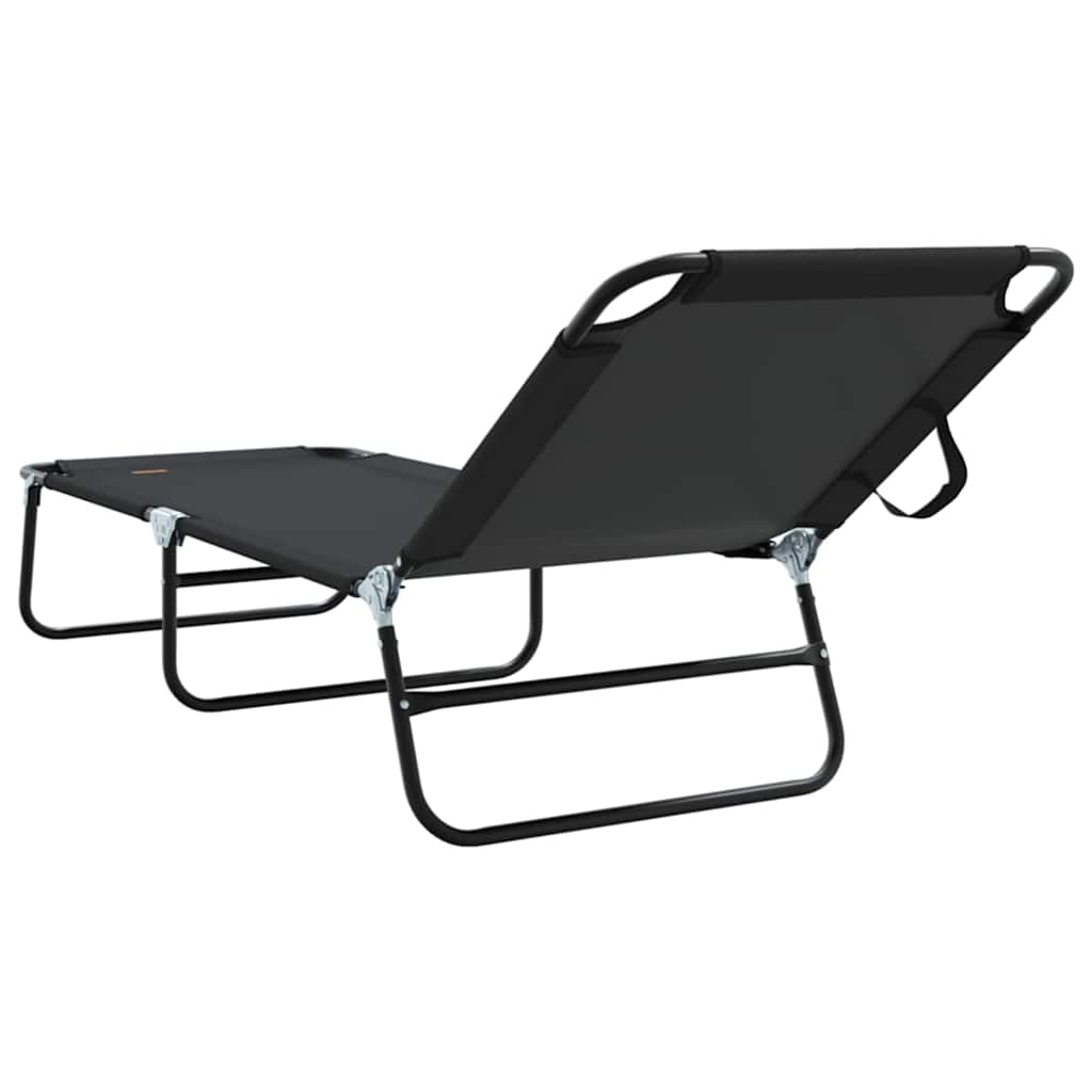 Klappbare Sonnenliege 2 pcs Schwarz 188 x 57 x 86,5 cm