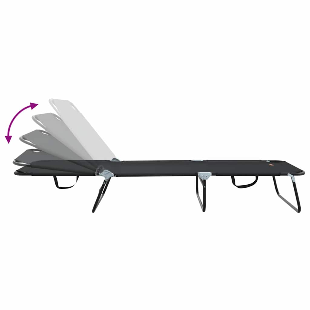 Klappbare Sonnenliege 2 pcs Schwarz 188 x 57 x 86,5 cm