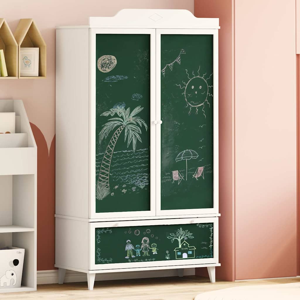 Kreidetafel Kleiderschrank mit Tür ROROS Weiß 90 x 45 x 165 cm