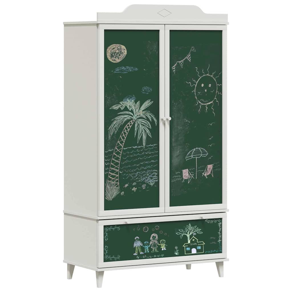 Kreidetafel Kleiderschrank mit Tür ROROS Weiß 90 x 45 x 165 cm