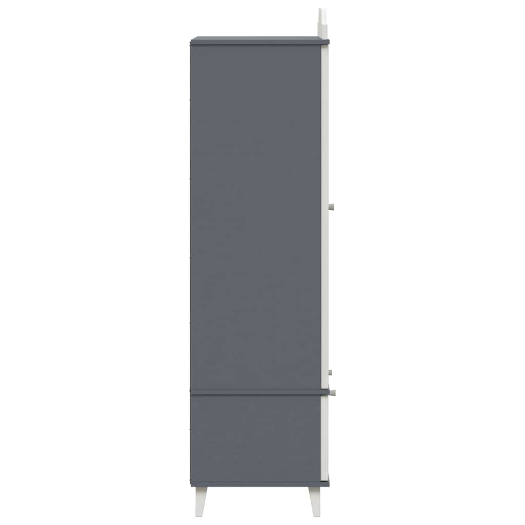 Kreidetafel Kleiderschrank ROROS Grau und Weiß 90 x 45 x 165 cm