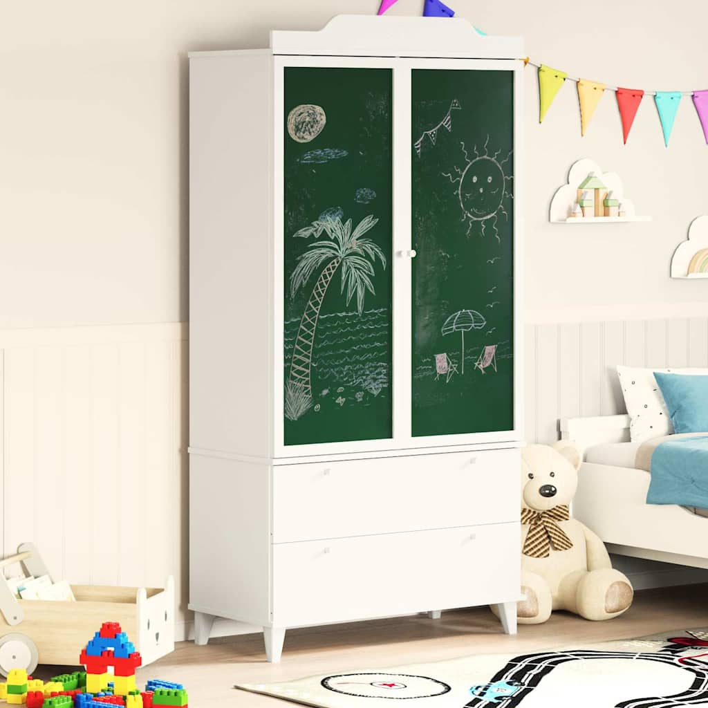 Kreidetafel Kleiderschrank mit Tür ROROS Weiß 90 x 45 x 180 cm