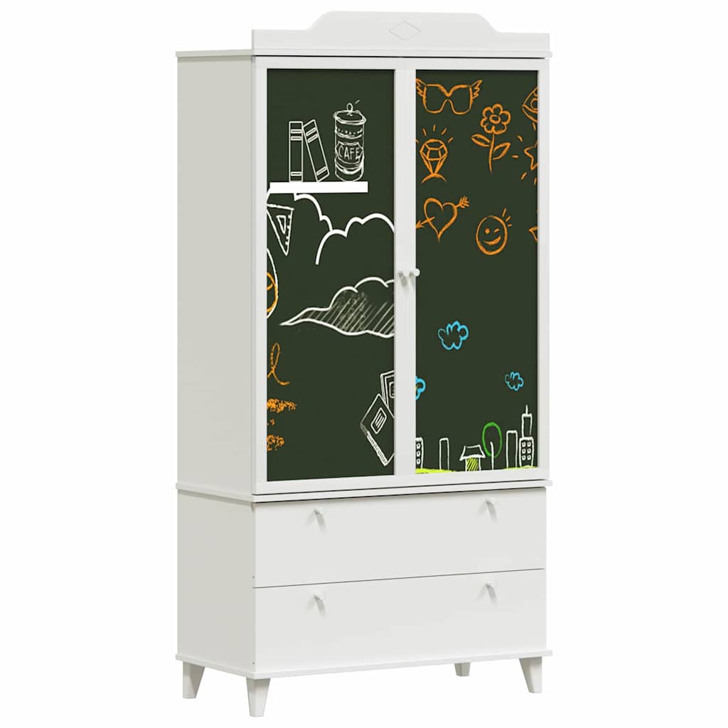Kreidetafel Kleiderschrank mit Tür ROROS Weiß 90 x 45 x 180 cm