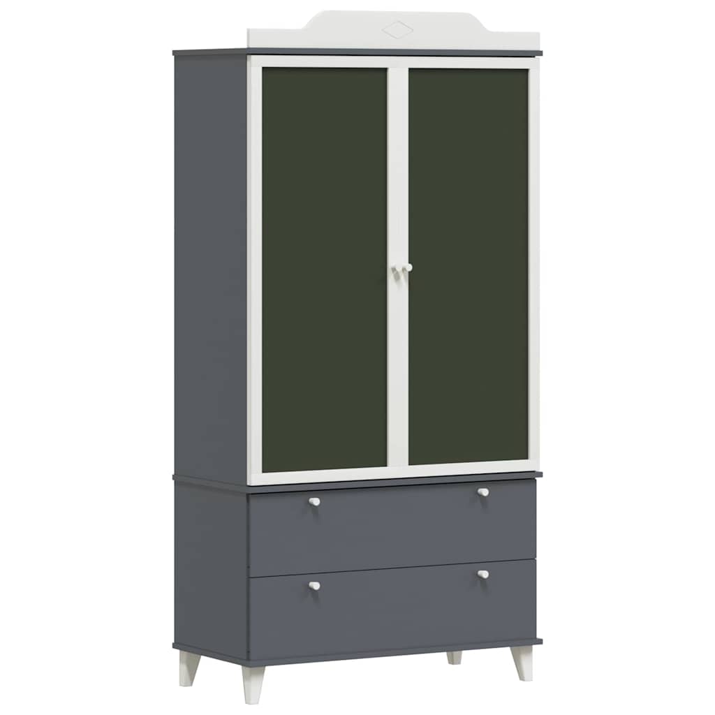 Kreidetafel Kleiderschrank ROROS Grau und Weiß 90 x 45 x 180 cm
