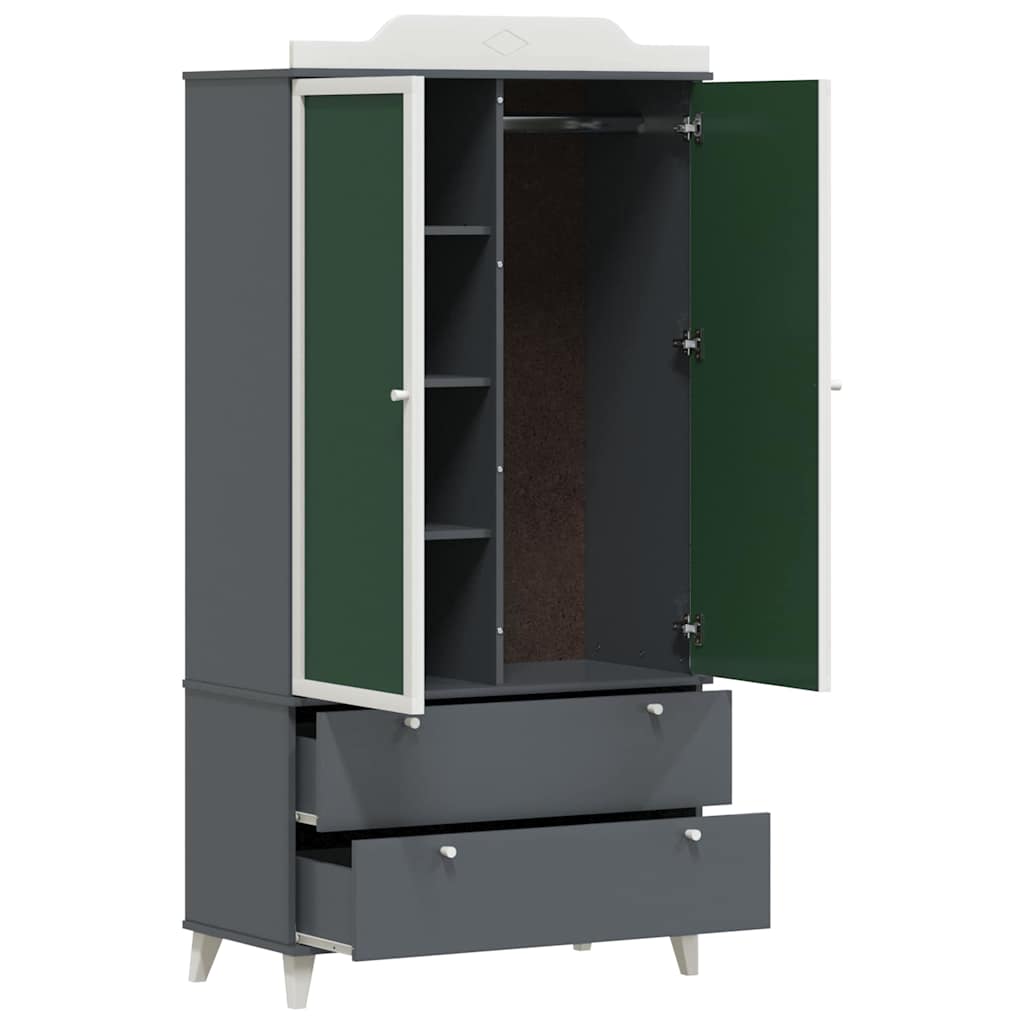 Kreidetafel Kleiderschrank ROROS Grau und Weiß 90 x 45 x 180 cm
