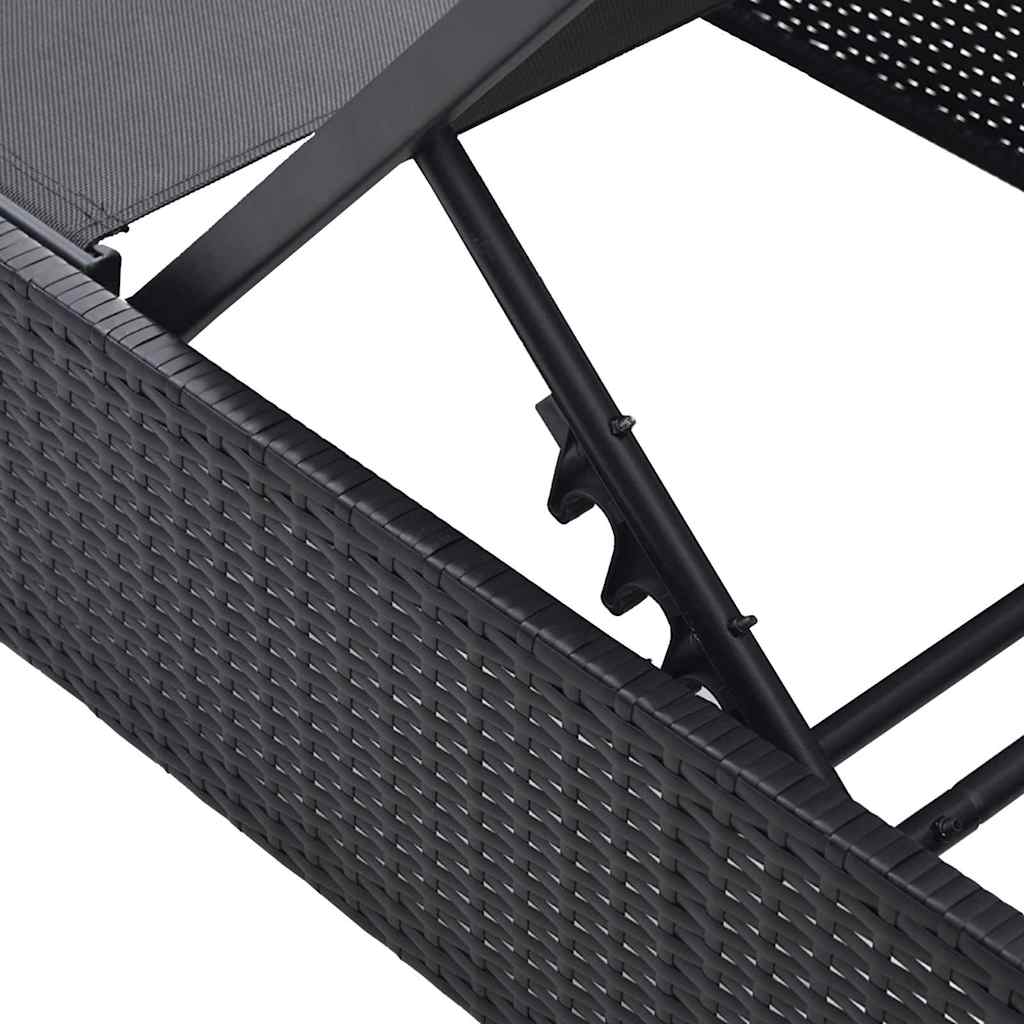 Sonnenliege Schwarz 200,5 x 70 x 75 cm Poly-Rattan