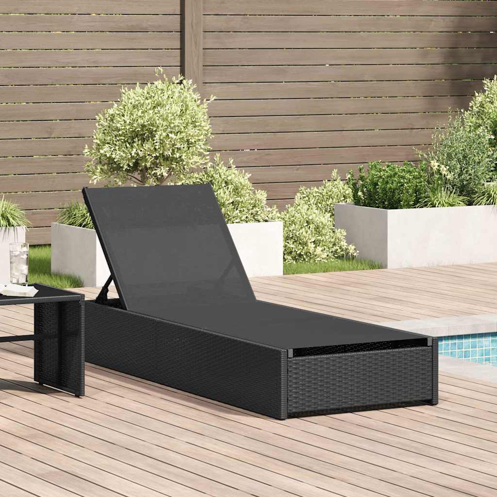 Sonnenliege Schwarz 200,5 x 70 x 75 cm Poly-Rattan