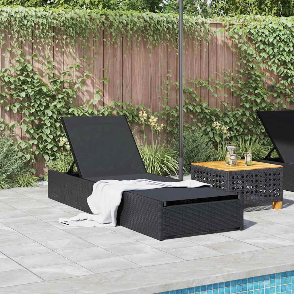 Sonnenliege Schwarz 200,5 x 70 x 75 cm Poly-Rattan