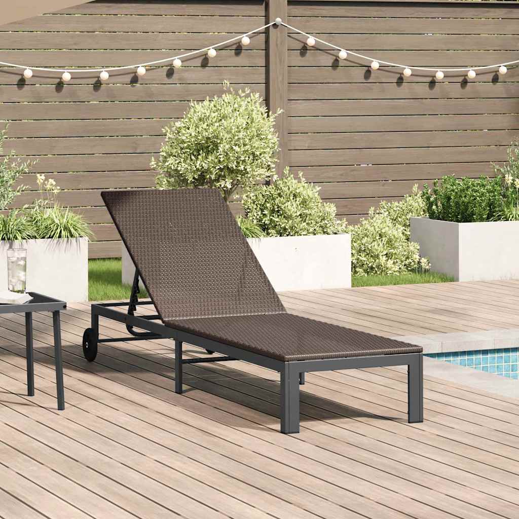 Sonnenliege 1-Person Braun 206 x 62,5 x 74 cm Poly-Rattan