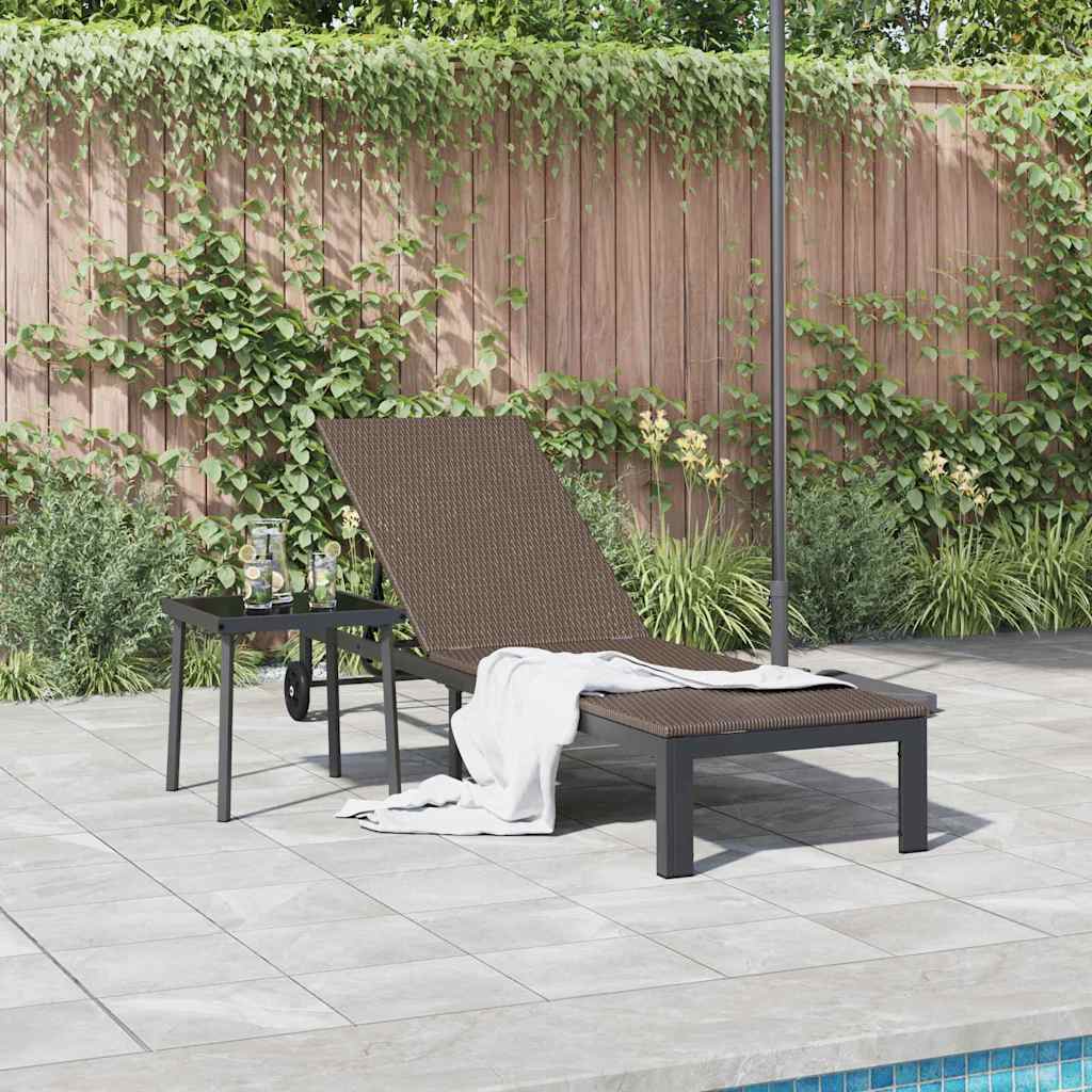 Sonnenliege 1-Person Braun 206 x 62,5 x 74 cm Poly-Rattan