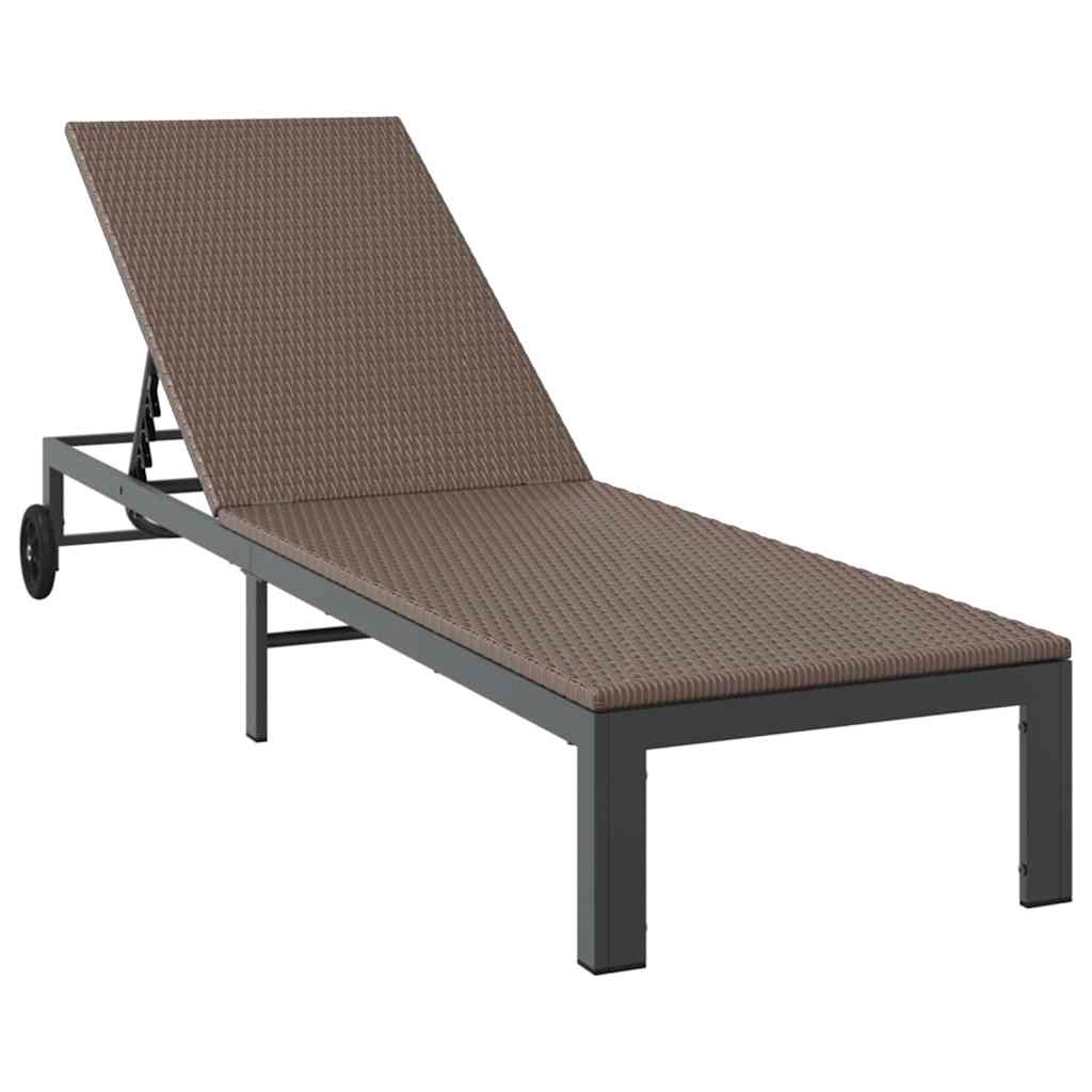 Sonnenliege 1-Person Braun 206 x 62,5 x 74 cm Poly-Rattan