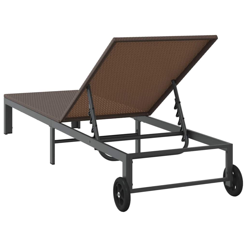 Sonnenliege 1-Person Braun 206 x 62,5 x 74 cm Poly-Rattan