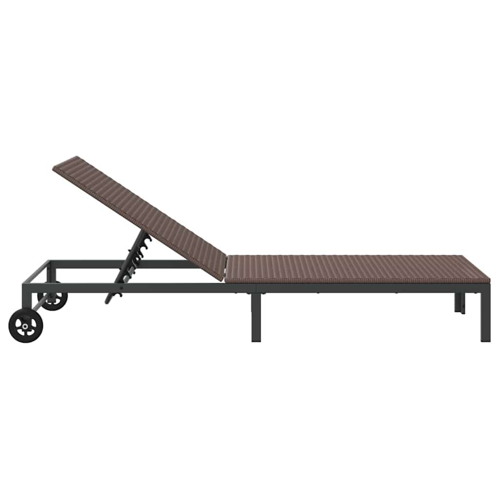 Sonnenliege 1-Person Braun 206 x 62,5 x 74 cm Poly-Rattan