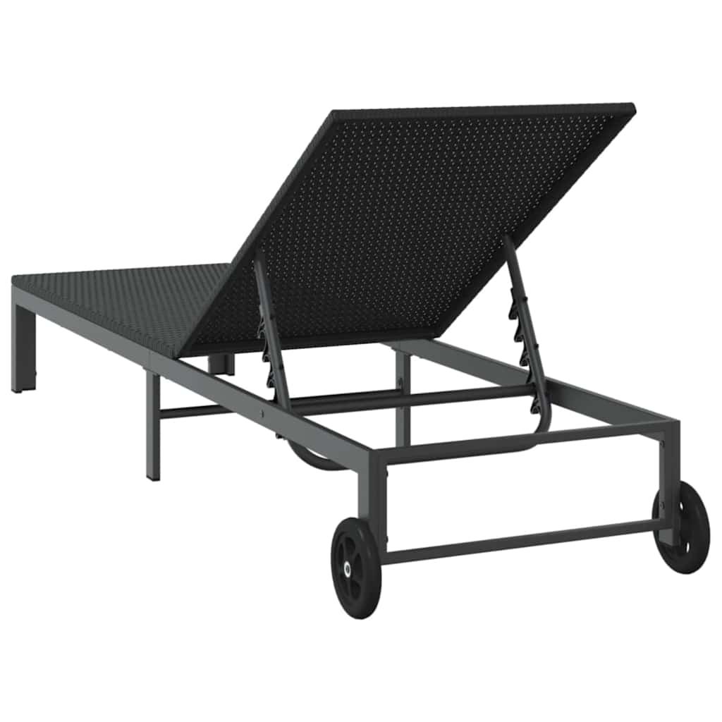 Sonnenliege Schwarz 206 x 62,5 x 74 cm Poly-Rattan