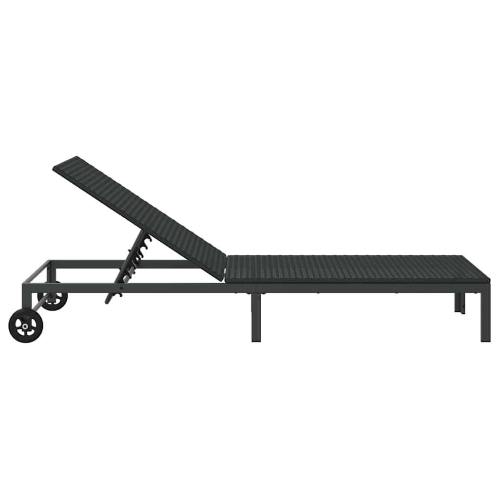 Sonnenliege Schwarz 206 x 62,5 x 74 cm Poly-Rattan