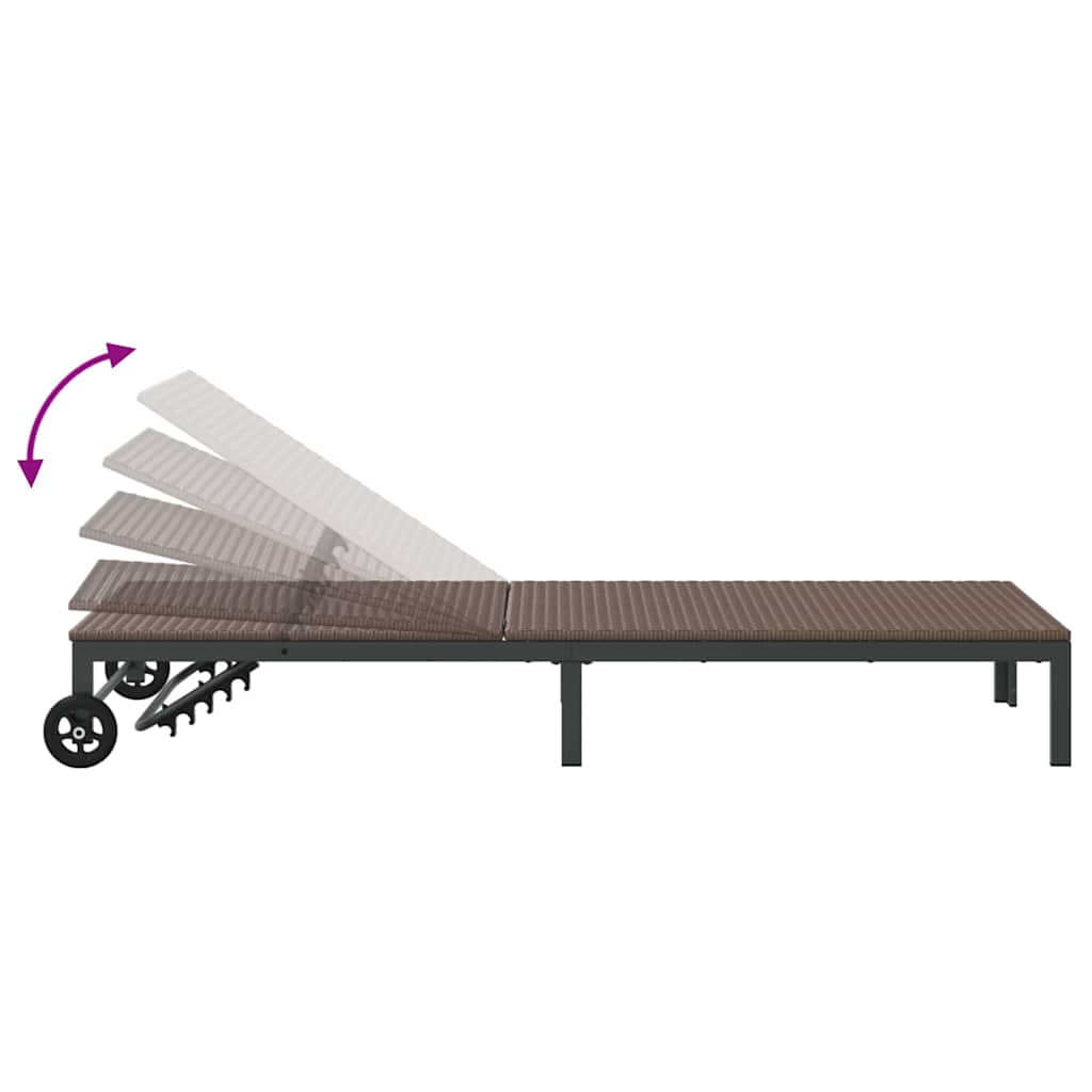 Sonnenliege 2-Person 3 pcs Braun Poly-Rattan