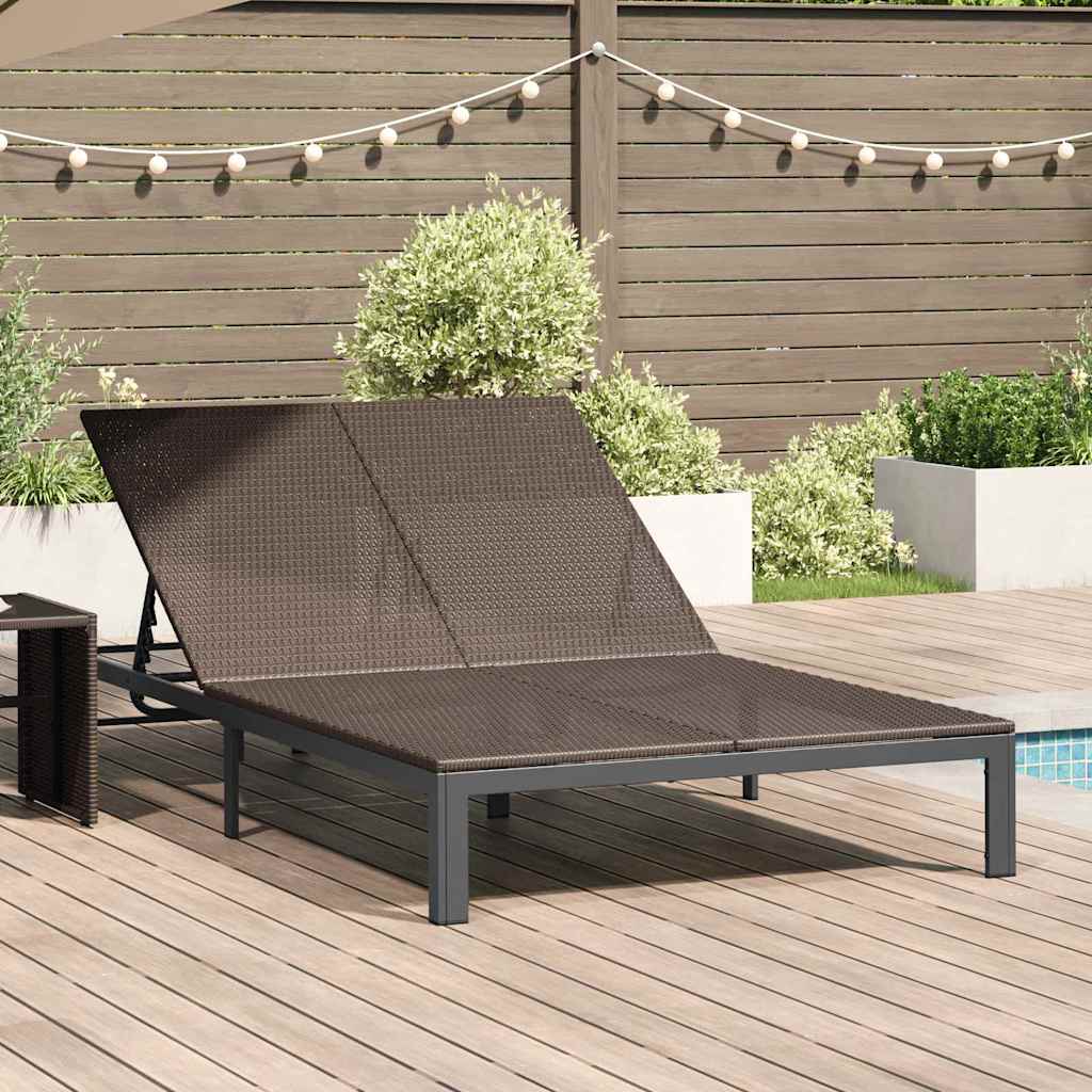 Sonnenliege Braun 206 x 115 x 75 cm Poly-Rattan