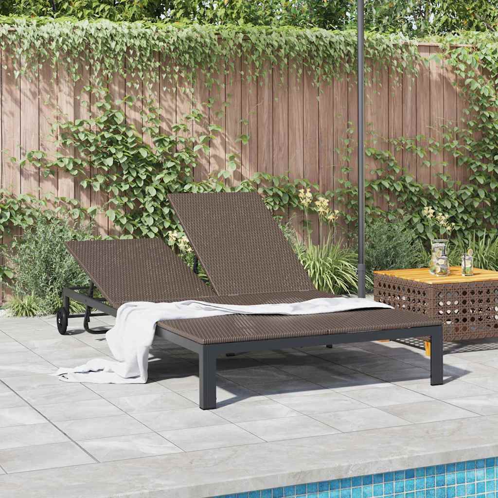 Sonnenliege Braun 206 x 115 x 75 cm Poly-Rattan