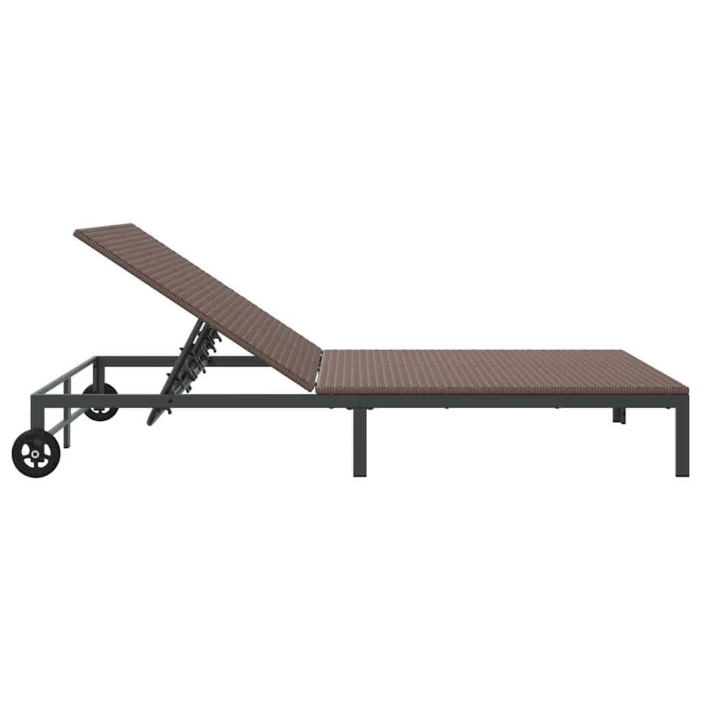 Sonnenliege Braun 206 x 115 x 75 cm Poly-Rattan
