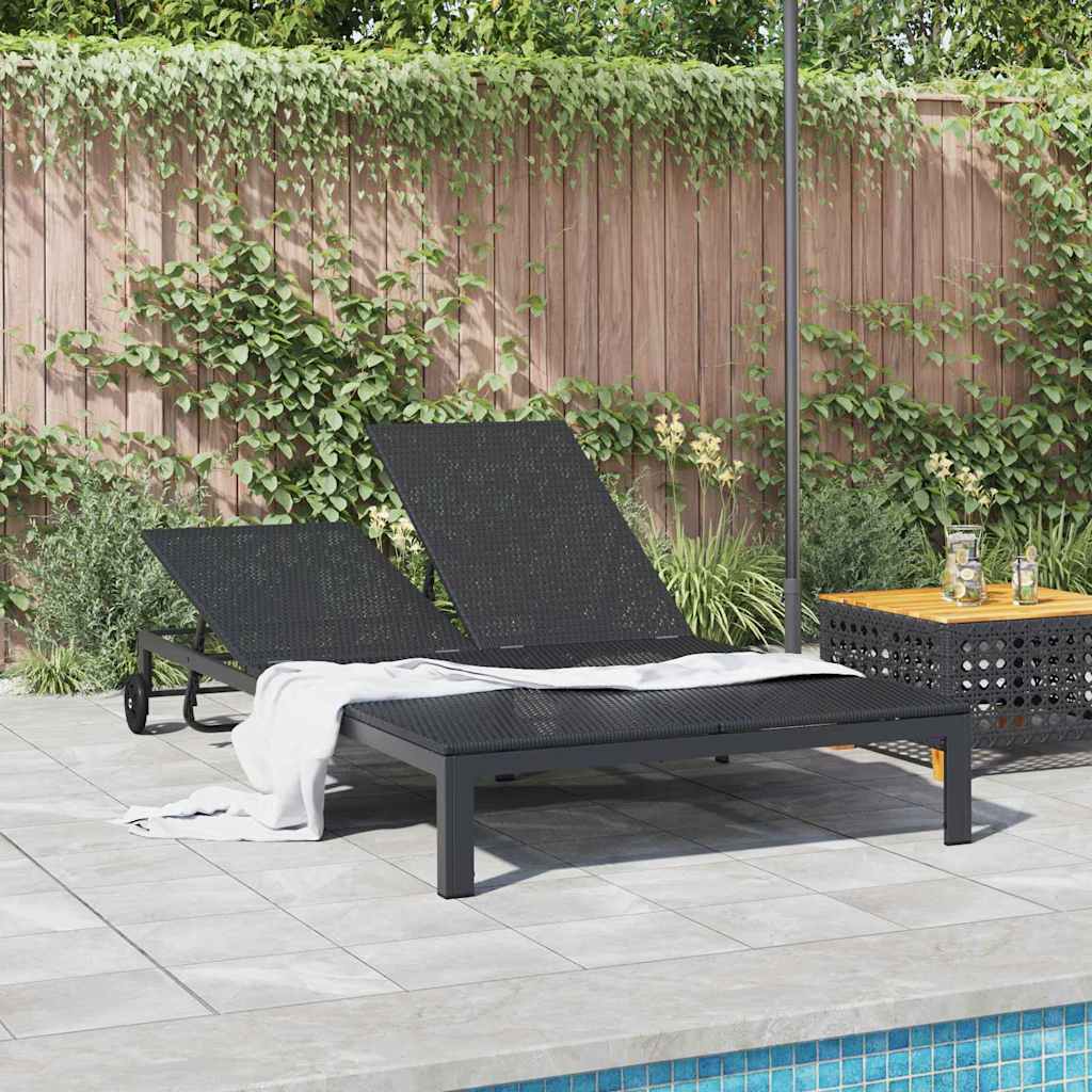 Sonnenliege Schwarz 206 x 115 x 75 cm Poly-Rattan