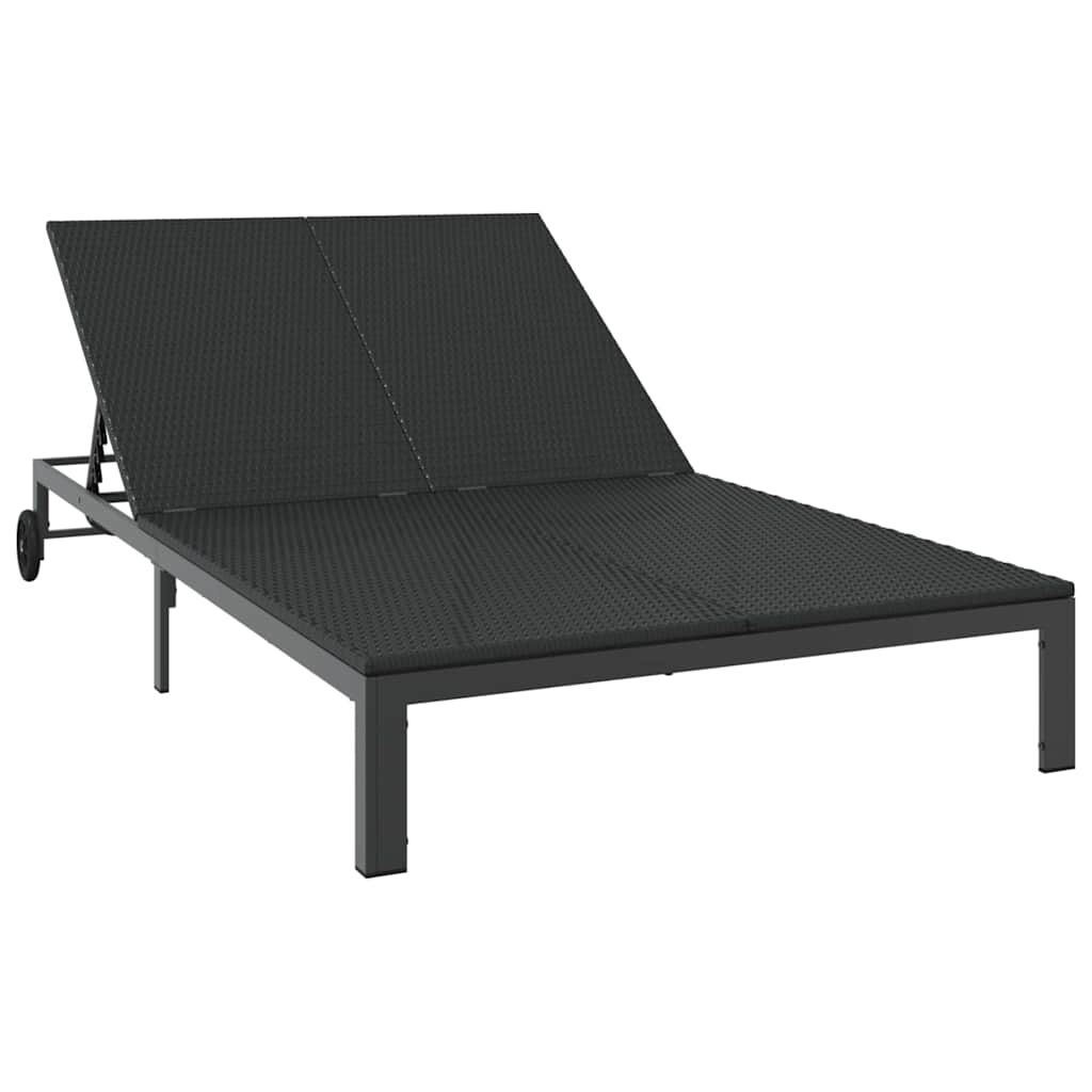 Sonnenliege Schwarz 206 x 115 x 75 cm Poly-Rattan