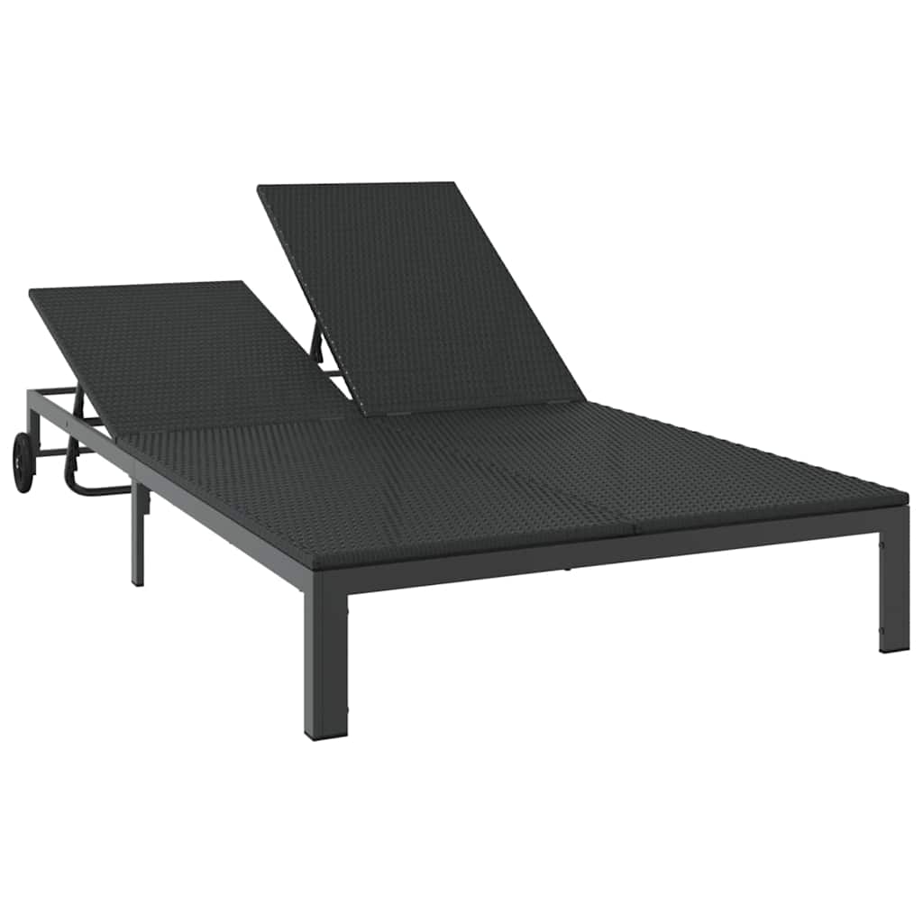 Sonnenliege Schwarz 206 x 115 x 75 cm Poly-Rattan
