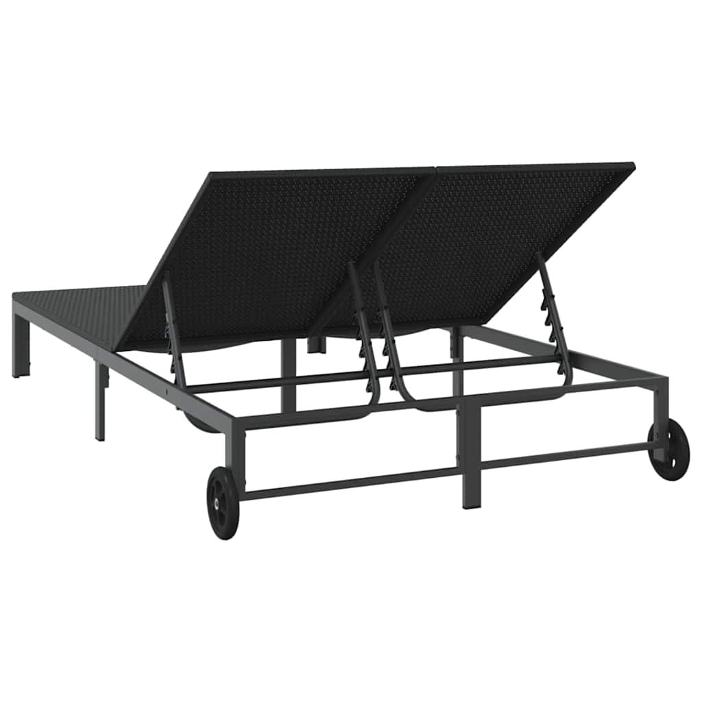 Sonnenliege Schwarz 206 x 115 x 75 cm Poly-Rattan