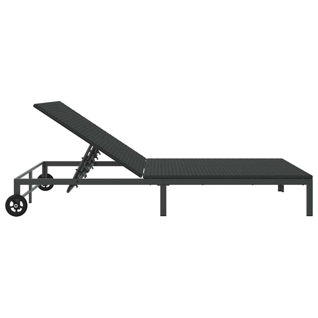 Sonnenliege Schwarz 206 x 115 x 75 cm Poly-Rattan