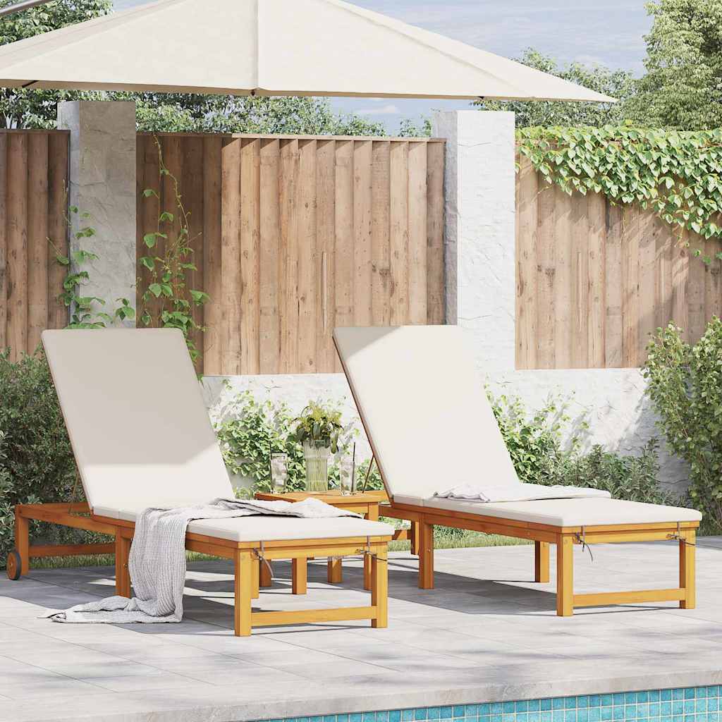 Sonnenliege 2 pcs Braun 202 x 53 x 89 cm Massivholz Akazie