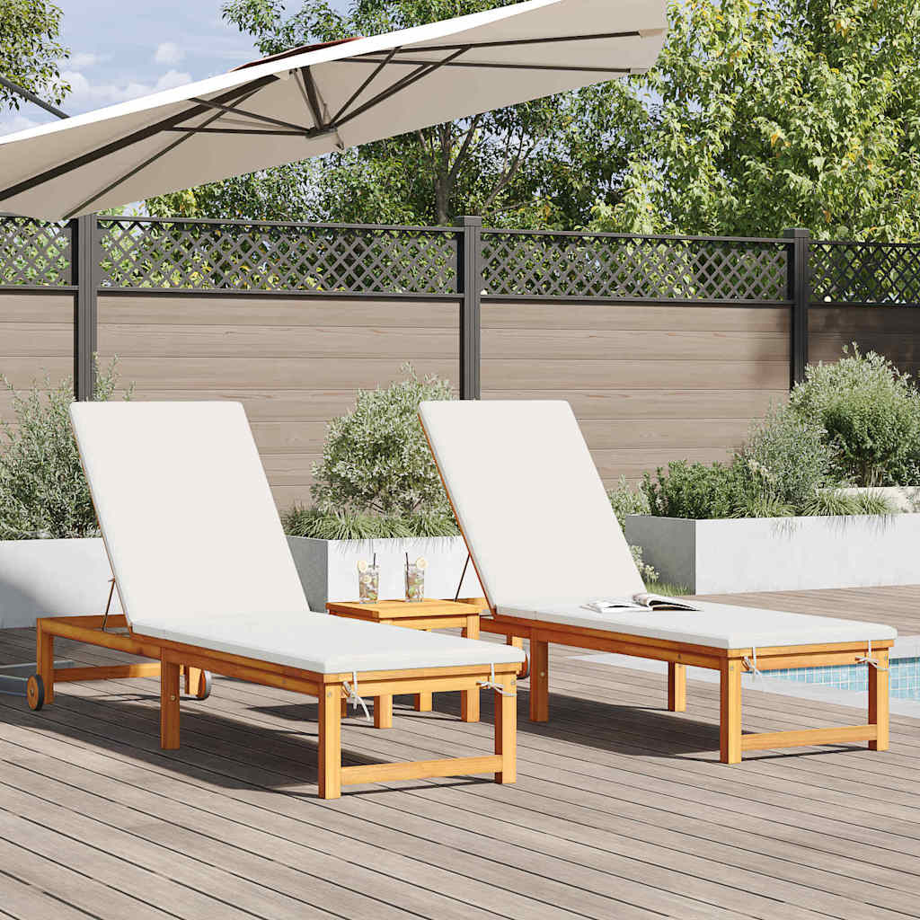 Sonnenliege 2 pcs Braun 202 x 53 x 89 cm Massivholz Akazie