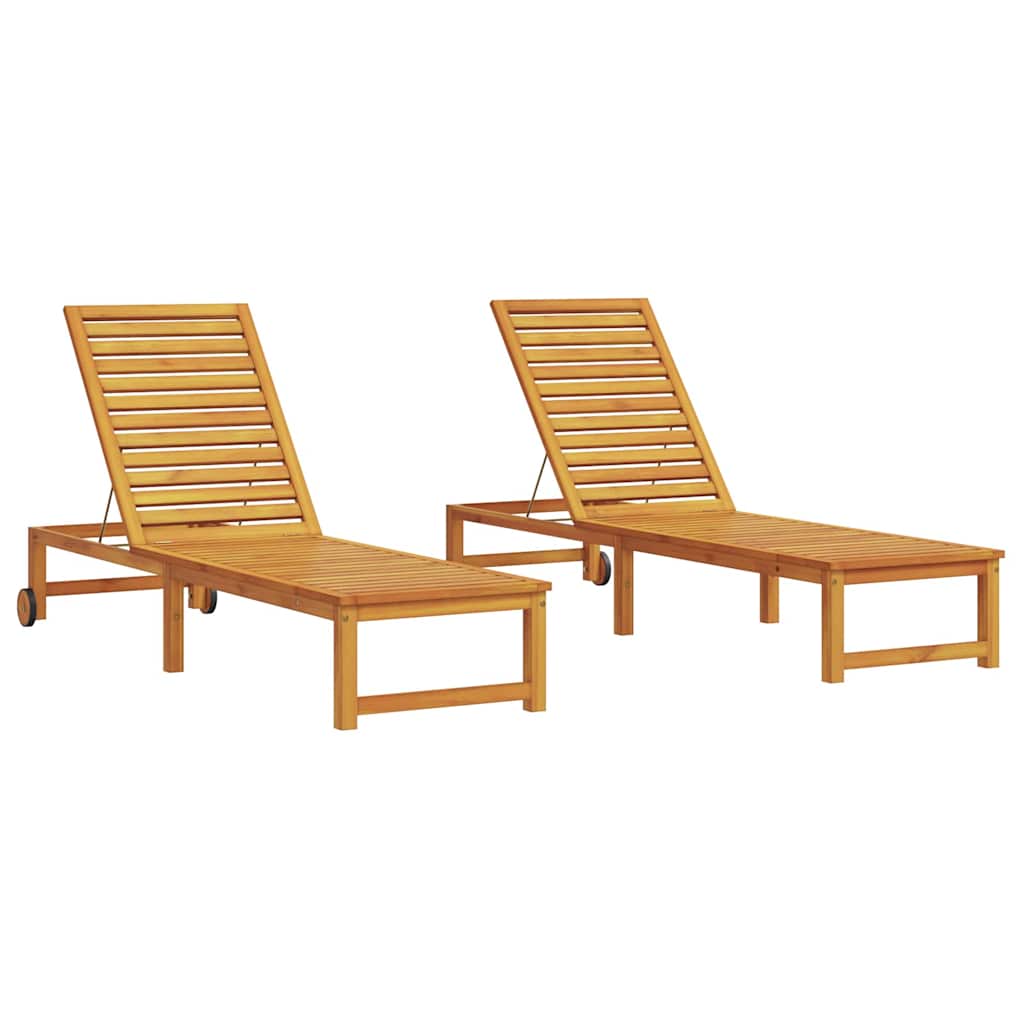 Sonnenliege 2 pcs Braun 202 x 53 x 89 cm Massivholz Akazie
