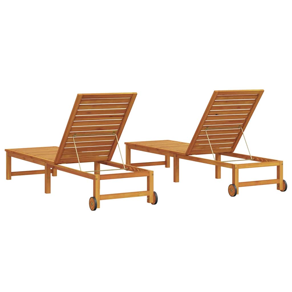 Sonnenliege 2 pcs Braun 202 x 53 x 89 cm Massivholz Akazie