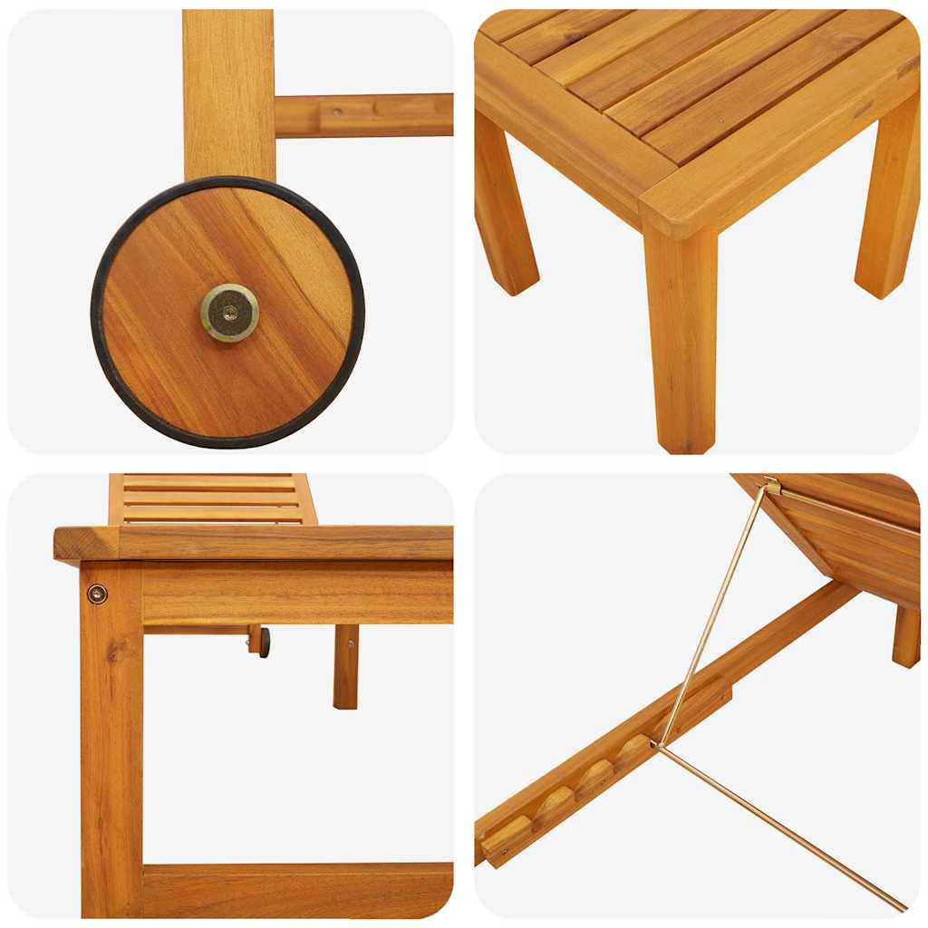 Sonnenliege 3 pcs Braun Massivholz Akazie