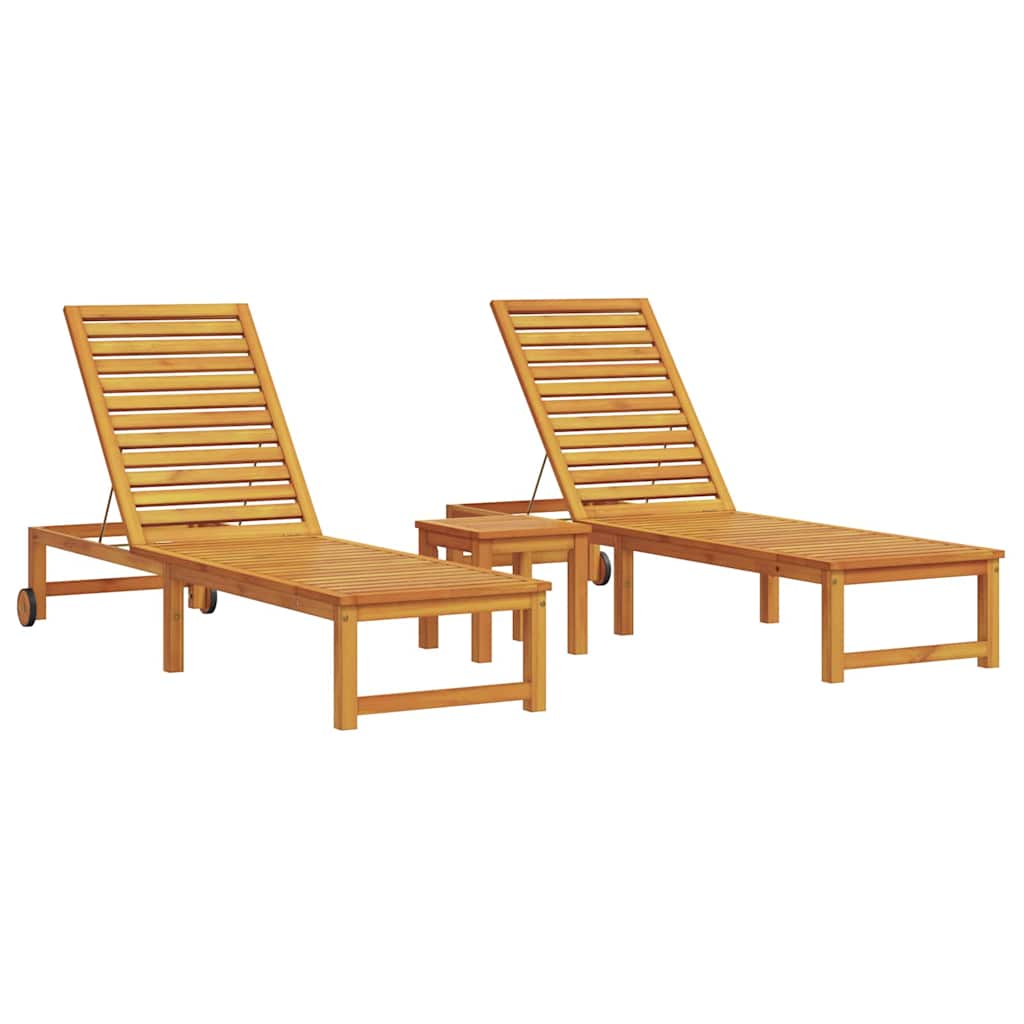 Sonnenliege 3 pcs Braun Massivholz Akazie